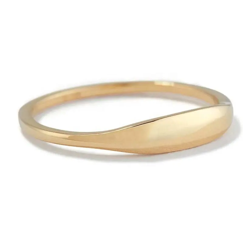 Milskye minimalist custom 925 sterling silver 18k gold plated slim signet glossy ring for men women