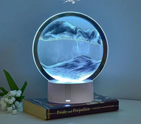 Nouvelle Lampe de Nuit Créative 3D à Effet Sable Mouvant, Design Moderne, Lampe de Table LED en Verre 7 Couleurs, Cadeau Commémoratif pour les Fêtes