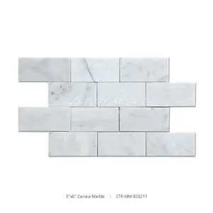 Tile ymosaik grosir Carrara ubin mosaik marmer untuk dapur dan kamar mandi