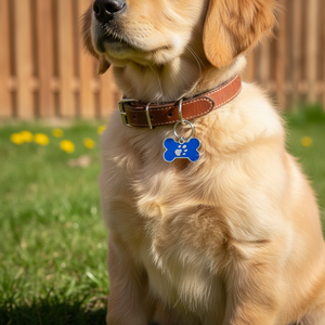 Placa de Identificación para Mascotas, Diseño de Hueso Azul Pequeño con Huella de Pata para Perros - Product Image 3