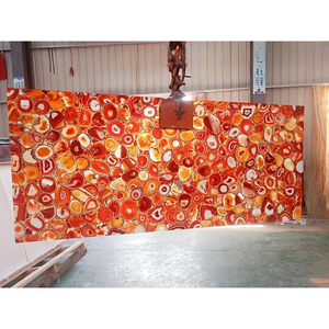 Wholesale Modern Design Translucent Gemstone Slab Backlit Red Agate Semiprecious <b>Stone</b> Slabs Waterproof Bathroom Kitchen - Product Image 1