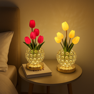 Produits pour la maison intelligente, lampes en cristal en forme de tulipe, gradation infinie, commande tactile, lampe de bureau, lumière chaude, lampe de nuit en forme de tulipe, chambre à coucher - Product Image 2