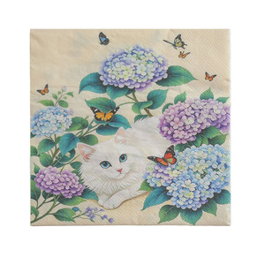 New cross-border kitten print napkins, party <b>tissues</b>, <b>colorful</b> floral kitten disposable napkins. - Product Image 5