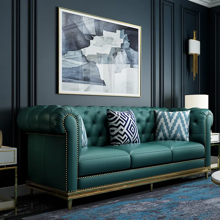 Italian light luxury leather sofa couch living room sofas set furniture office hotel beauty salon modern sofa