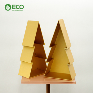 Scatola Regalo di Lusso Personalizzata a Forma di Albero di Natale in Oro, Confezione Pieghevole in Cartone per Esposizione Promozionale Festiva - Product Image 6