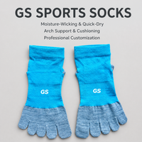 Chaussettes à cinq doigts respirantes et anti-humidité en laine mélangée Coolmax et élasthanne, tricotées avec logo personnalisé, pour la séparation des orteils