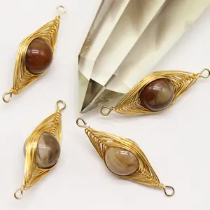 New design women accessories jewelry findings components wrap wire gold plating agate bead