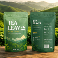 Sachets d'emballage de thé personnalisés imprimés, pochettes verticales refermables en aluminium alimentaire Mylar pour café et thé aux fleurs