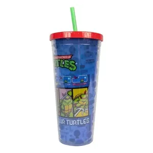 Teenage Mutant Ninja Turtles Tasse en plastique à couvercle violet avec paille pour adolescents et enfants - Product Image 4