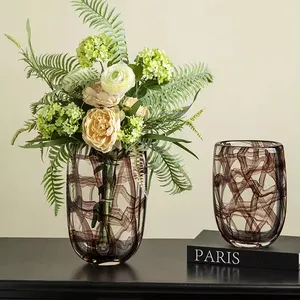 花卉玻璃花瓶现代手工吹制穆拉诺风格艺术玻璃花瓶
