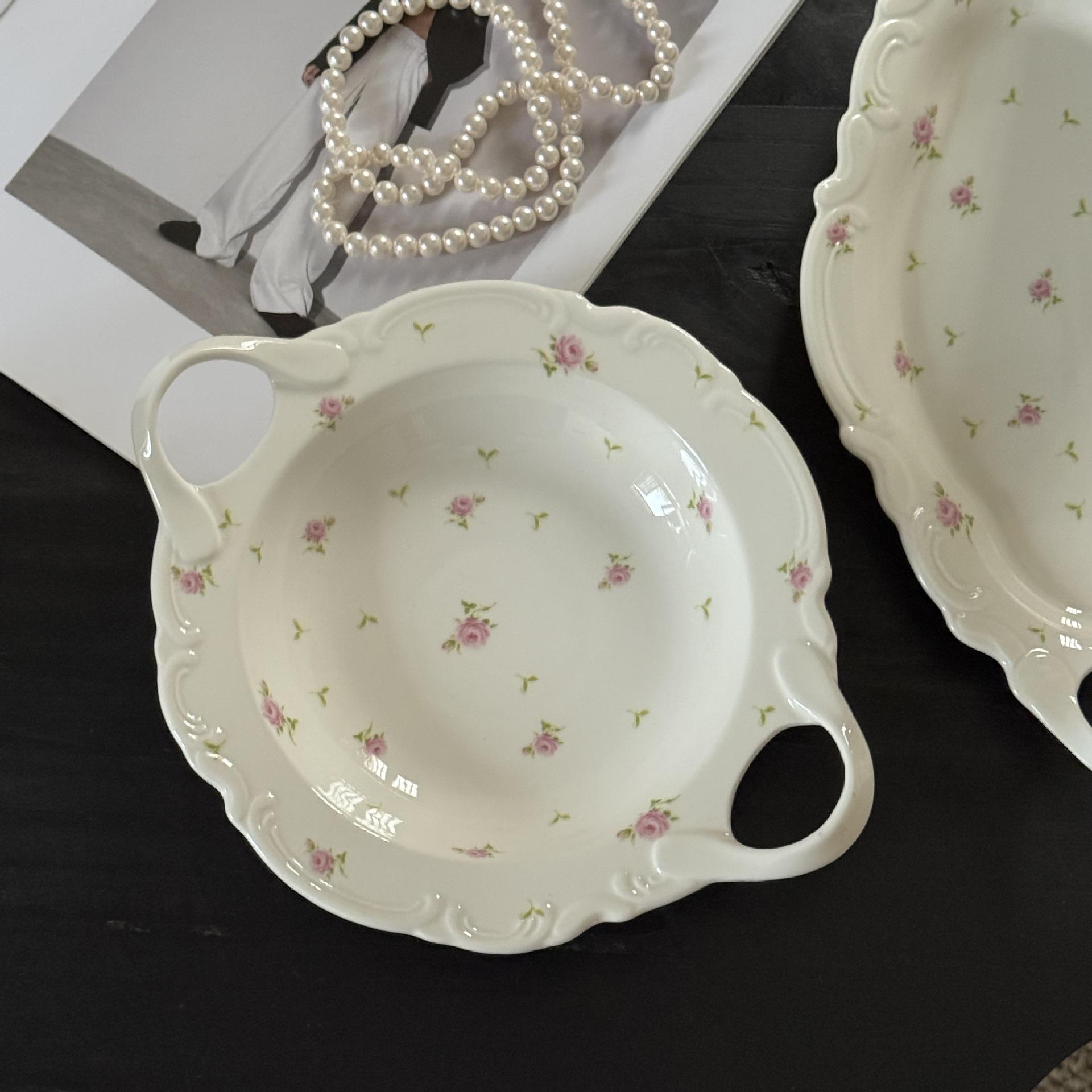 จานซุปสองหูทรงกลมสีชมพู