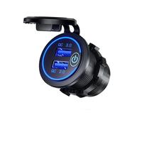 Prise de courant USB double QC3.0 12V/24V avec interrupteur tactile pour camping-car, remorque, fourgon, voiture, bateau, voiturette de golf