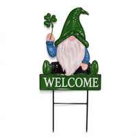 Piquet de jardin en fer peint à la main, motif Gnome de bienvenue pour la Saint-Patrick, décoration saisonnière pour la maison et les fêtes