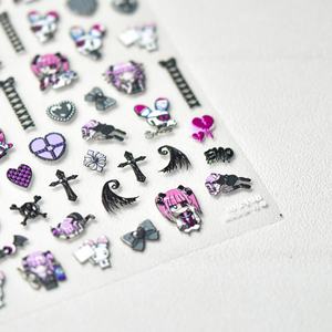 Calcomanías de Uñas Estilo Punk Japonés Qianya, Diseño de Calavera de <span class=keywords><strong>Terror</strong></span> de Halloween, Gato Oscuro, Dibujos Animados, Decoración de Uñas para Manicura - Product Image 6