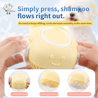 Cepillo de Baño de Silicona con Diseño de Dibujos Animados para Mascotas, Dispensador de Champú con Botón de Presión y Depósito de Agua, Herramienta de Masaje y Ducha para Perros