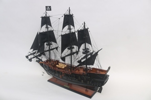 Modelo a Escala de Barco Pintado Ecológico en Oferta, Decoración Marítima para el Hogar, PERLA NEGRA (CUBIERTA DE MADERA ROJA) para Colección de Antigüedades - Product Image 4
