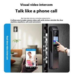 Doble pantalla/cara Multi Talk <span class=keywords><strong>Central</strong></span> Cerradura de puerta digital Cámara incorporada Reconocimiento facial Llave Puertas de madera Almacenamiento de datos en la nube - Product Image 2