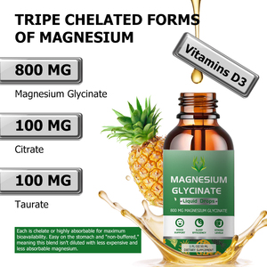 Gotas Líquidas de Glicinato de Magnesio de Marca Privada al por Mayor, 800 mg, Glicinato de Magnesio con Sabor Natural a Piña, Ayuda a Dormir - Product Image 5