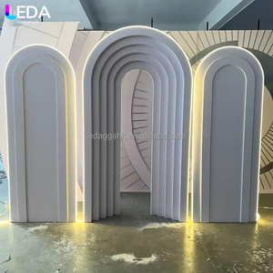 LEDA Custom Led Wedding Stage Backdrop Multi-layer Circular Arch Large Party <b>Acrylic</b> Backdrop Detachable - Product Image 1