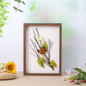 Hot Bán Bán Buôn Tùy Chỉnh A4 Walnut Gỗ Bướm Mẫu Vật 3d Nghệ Thuật Sâu Bóng Hộp Ảnh Khung - Product Image 5