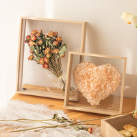 Marco de Fotos Decorativo de Vidrio de Doble Cara con Soporte de Exhibición 3D Hueco para Flores Secas de 3-5 cm