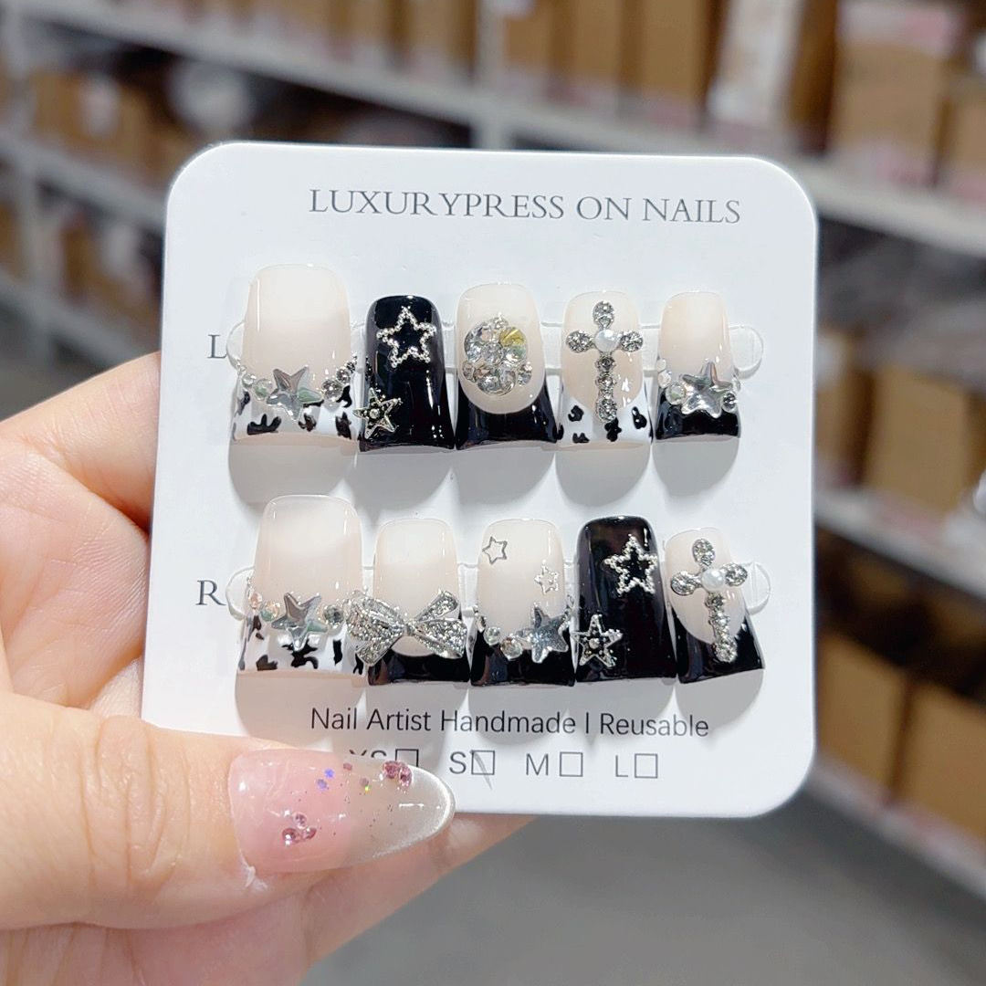 101-110 Handmade Duck-Beak-Shaped Artificial Fingernails 10pcs High Quality Press on Nails with Glue for Nail Art False Nails