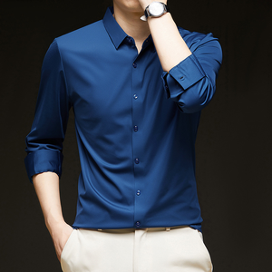 Chemises de bureau pour hommes de haute qualité, sur mesure, à col boutonné, couleur unie, manches longues, coupe classique, <span class=keywords><strong>chemise</strong></span> habillée de luxe pour hommes - Product Image 2