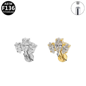 Boucles d'oreilles clous en titane F136, forme couronne, serties de cristaux, pour femmes, bijoux de mode, accessoire de piercing - Product Image 3