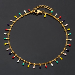 Multicolor Enamel <b>Beads</b> Bracelet Sweet Bangle Feet <b>Anklet</b> Femme Personality Jewelry Party Gifts - Product Image 1