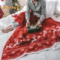 Günstige Mexikanische Rot Weihnachten Fawn Polyester Decke Bett Reise Stricken Weihnachten Decke Mit Logo//