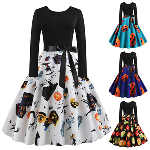 Costume Cosplay di Halloween oggetti di scena di <span class=keywords><strong>zucca</strong></span> fantasia abito <span class=keywords><strong>da</strong></span> <span class=keywords><strong>donna</strong></span> a manica lunga abito <span class=keywords><strong>da</strong></span> principessa Festival abito <span class=keywords><strong>da</strong></span> festa Vintage - Product Image 1