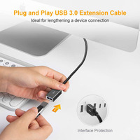 Cable de Extensión USB 3.0 CableCreation de 2 Metros, 5 Gbps, Carcasa de Aluminio Gris Espacial, USB A Macho a Hembra, Extensor para Laptop, VR, Disco Duro
