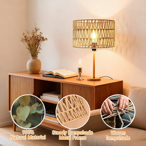 Lámpara colgante de ratán, cilíndrica redonda, E27, pantalla grande para sala de estar, comedor, LED, fácil instalación - Product Image 2