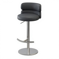 Tabouret de bar moderne en cuir réglable et pivotant avec dossier, structure métallique pour comptoir de cuisine, chambre et salon