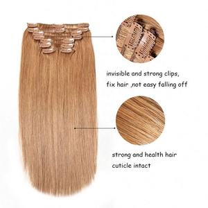 Extensiones de Cabello Más Vendidas, Extensiones de Cabello Humano con Clip, Trama Invisible, Extensiones de Cabello Humano Brasileño Real con Clip para Mujeres Blancas - Product Image 3