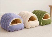 Warm Plüsch Baumwolle Cat Half Shed Abnehmbares wasch bares Pet Cave Bett Nest