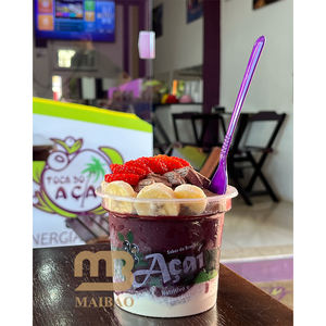 Bol à <span class=keywords><strong>A</strong></span>ç<span class=keywords><strong>a</strong></span>ï Personnalisé Écologique Recyclable Jetable – Tasse en Plastique avec Couvercle et Cuillère pour Repas Sain, Jus à Emporter, Smoothie Superalimentaire, Dessert - Product Image 4