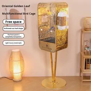 Kuş kafesi Villa papağan lüks çevre dostu plastik klasik zemin ayakta kapalı açık ev kullanımı altın Cockatiel Ironwork - Product Image 3