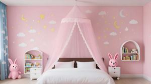 Principessa rosa fiocco bambini <span class=keywords><strong>letto</strong></span> a baldacchino OEKO-TEX con pizzo certificato <span class=keywords><strong>zanzariera</strong></span> per la camera delle ragazze porta estiva a rete pieghevole per la casa - Product Image 2