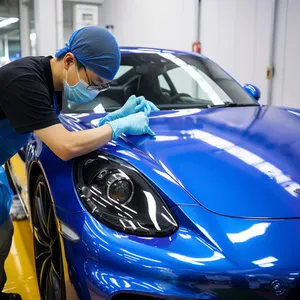 מכירה לוהטת רכב גלישה ויניל מפעל אוטומטי צבע שינוי סרט אוויר בועה משלוח עצמי דבק גבוהה לעטוף מכונית ויניל מבריק כחול