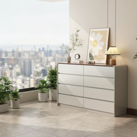 Commode moderne en bois massif à 8 tiroirs, grande capacité de rangement, pour chambre à coucher, salon, entrepôt