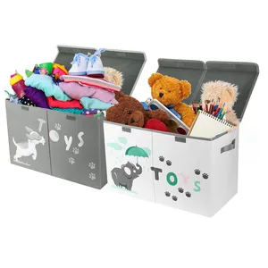 Lightweight Collapsible Sturdy Toy Storage Chest Home Large Toy Box With Flip-Top Lid Handles