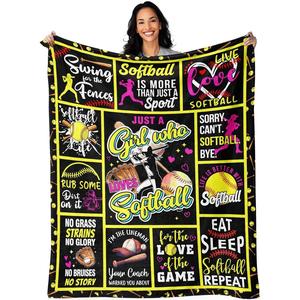 Purple Heart Softball Gazette Flannel Blanket Throw Blanket Nap Blanket <b>Machine</b> Washable Fade Resistant for Home Office Nap - Product Image 3