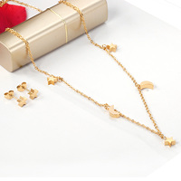 Ensemble de bijoux en acier inoxydable plaqué or 18K, personnalisé, étoile et lune, pour femmes, nouvelle collection