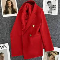 IStapromo Cadeaux Costume Manteau Femme Chiffon Manches Trois Quarts Couleur Unie Veste Costume Coréen Ample Vêtements pour Femmes