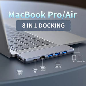 8 1 USB C HUB Dual Display USB Type C HUB ชิปเซ็ต176 PS ขยาย DUAL 4K HD Display สนับสนุน MST สำหรับ <span class=keywords><strong>Mac</strong></span> <span class=keywords><strong>OS</strong></span> USB 3.0 Stock - Product Image 3