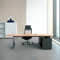 Bureau de direction en bois en forme de L de 2,0 m, espace de travail exécutif pour projet de bureau commercial