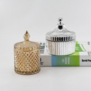 Sang trọng Lều hình mạ điện Bạc nến thủy tinh lọ kim cương cắt thủy tinh lưu trữ container cho giáng sinh trang trí - Product Image 1