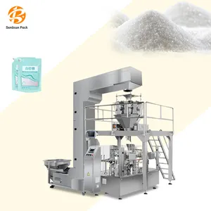 Machine d'emballage sous vide multifonctionnelle horizontale avec sac préfabriqué remplissage sel sucre riz petite pochette à granulés doypack
