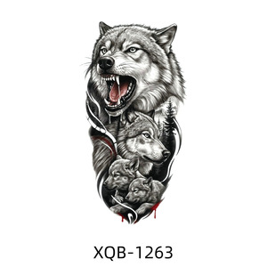 Nuevo Estilo 2026 XFashion, Tatuajes Temporales Impermeables de Animales Negros y Sensuales, Diseños Realistas de Cabeza de León y Lobo de Tamaño Completo - Product Image 5